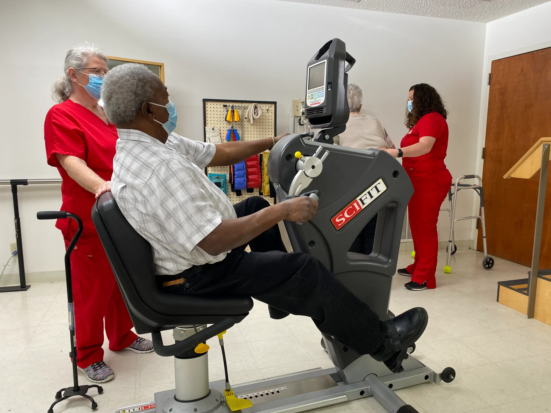 Patient Using An Indoor Bicycle Image Image